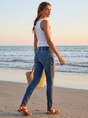 TRUE RELIGION Women's Jeans Size 25 Dark Wash Stretch Denim Blue